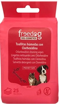Picture of Freedog Antibacterial Pocket Wipes with Chlorhexidine 25pc